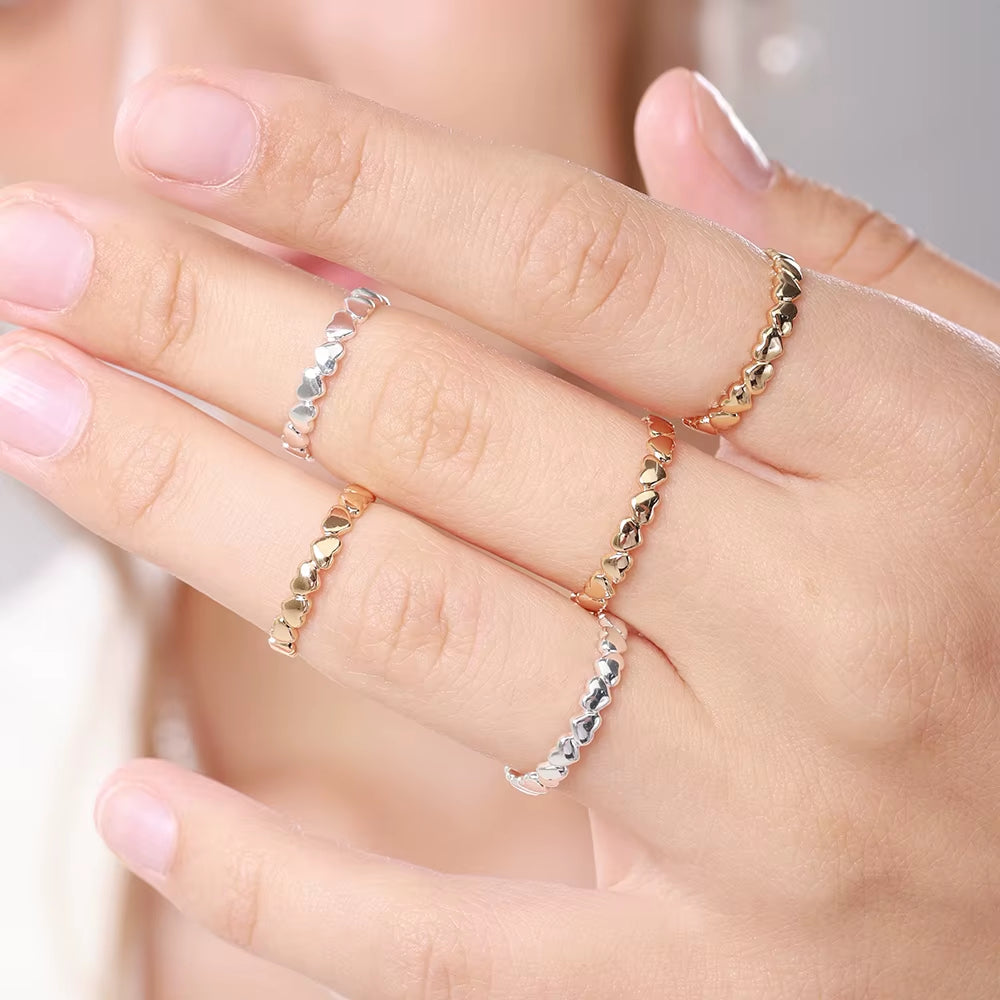 Stainless Steel Heart Rings for Women Propose Engagement Wedding Ring Vintage Jewelry Anillos Valentine'S Day Gift