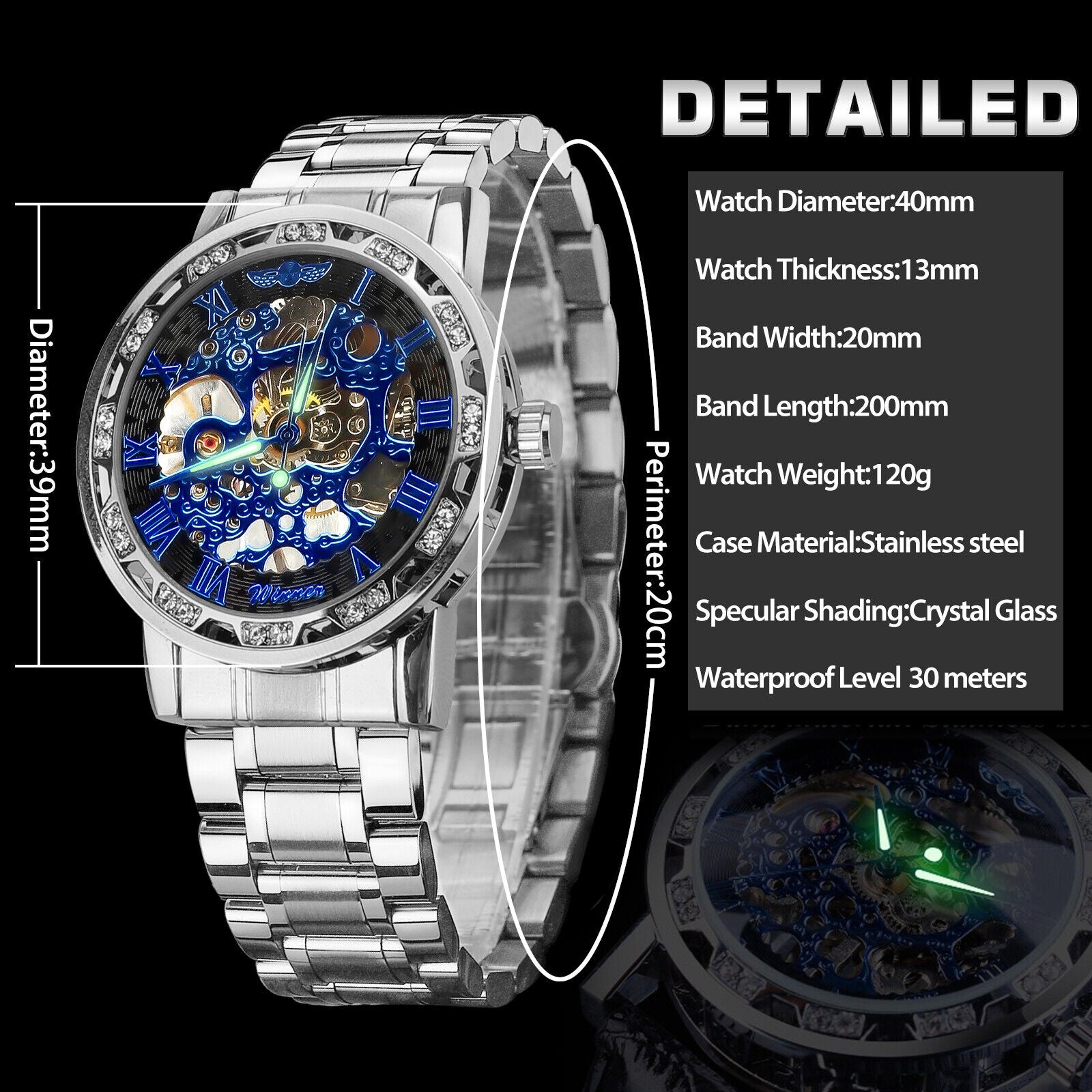 Luxury Men'S Automatic Mechanical Stainless Steel Watch Business Hollow Skeleton