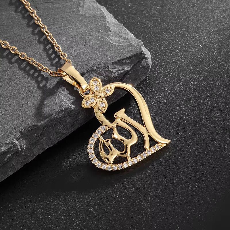 Fashion Magnetic Folding Heart Necklace for Women Cute 4 Heart Clover Necklace Female Jewelry Gift